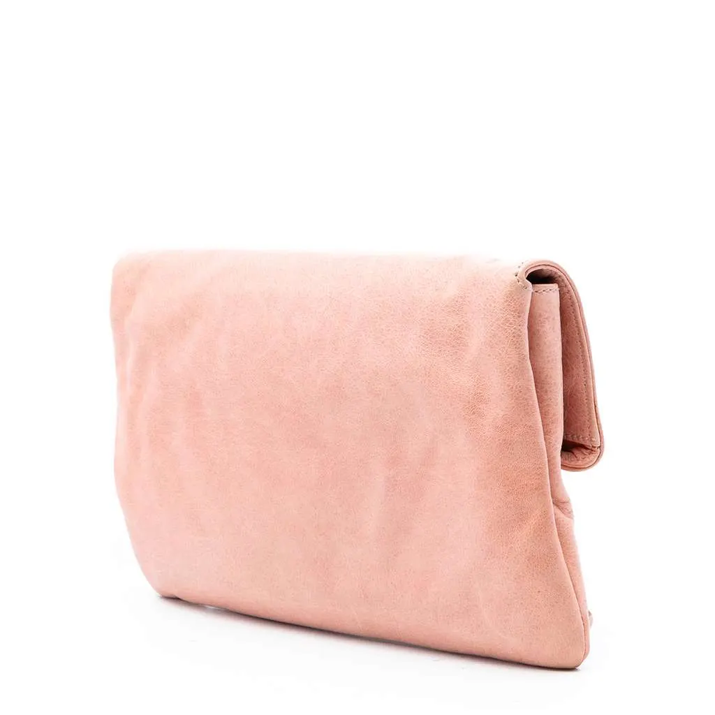 Balenciaga Lambskin Motocross Giant 21 Brogues Envelope Clutch Pink Leather Very good - Back View