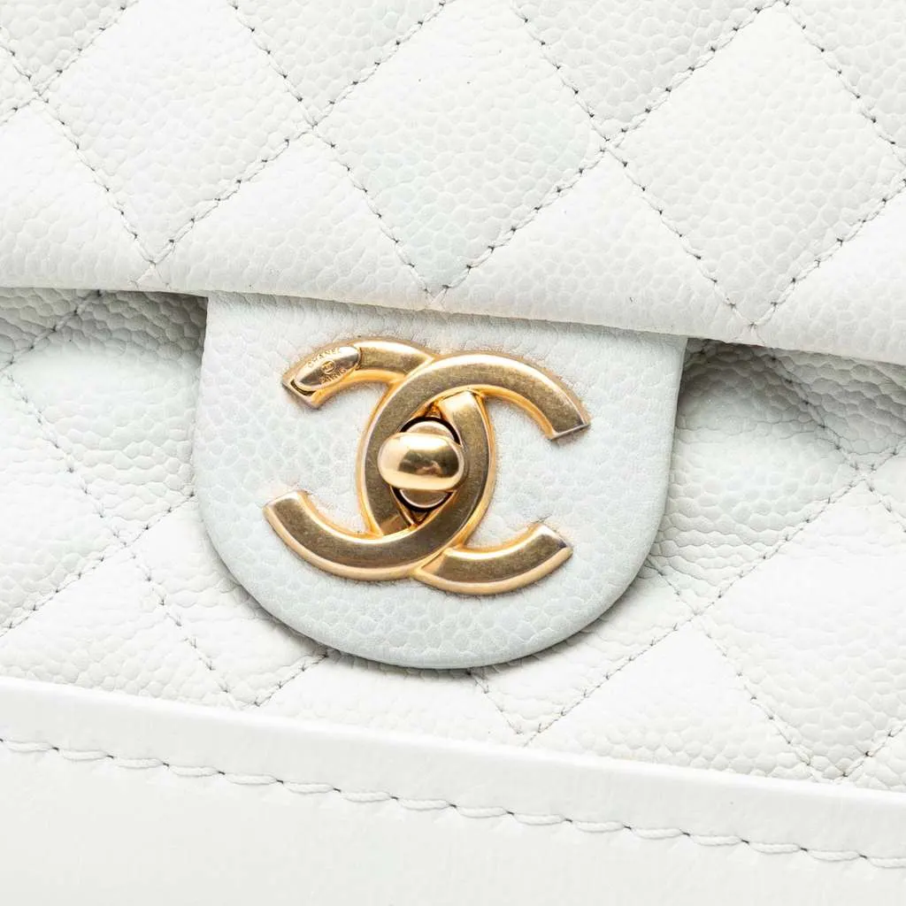 Chanel Medium Caviar Globe Trotter Flap White Leather Very good - Box View