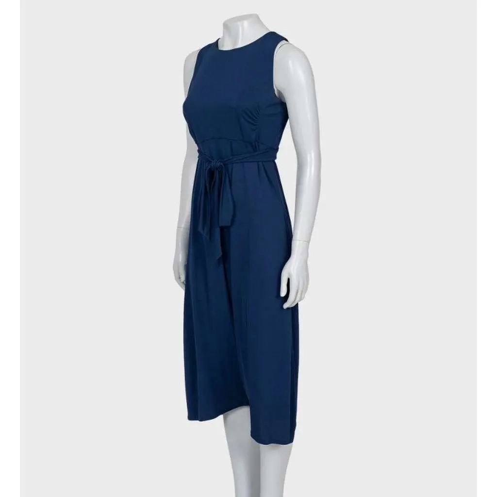 Saint Laurent Viscose Tie Waist Jumpsuit Size Blue Very good - Back View