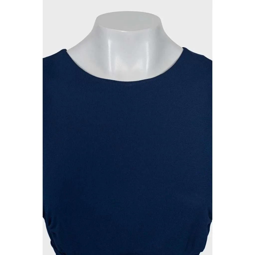 Saint Laurent Viscose Tie Waist Jumpsuit Size Blue Very good - Model View