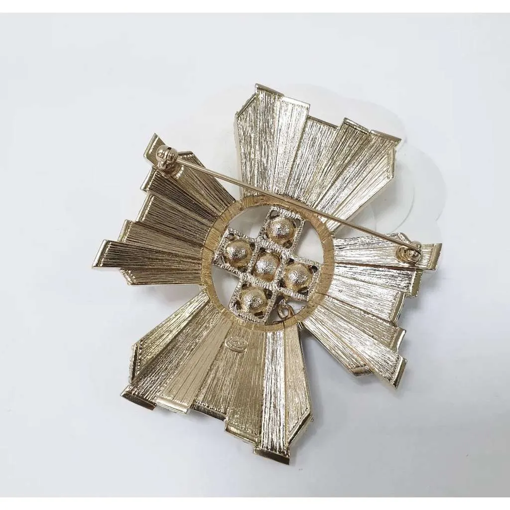 Chanel G20C Brooch Army Pin Cross Black Very good - Back View