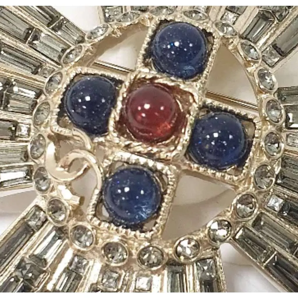 Chanel G20C Brooch Army Pin Cross Black Very good - Inside View
