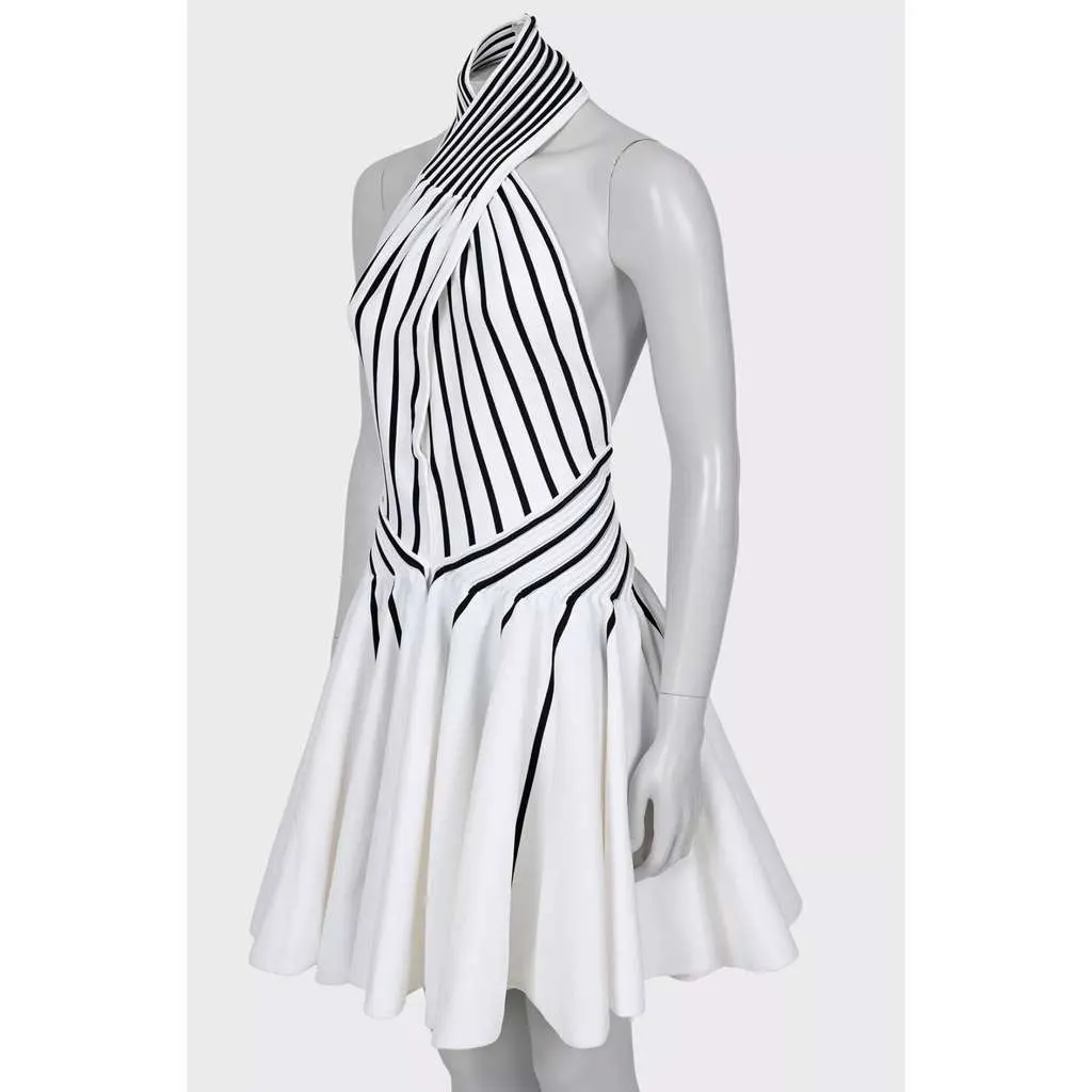 Bottega Veneta Striped Fitted Dress Black Very good - Back View