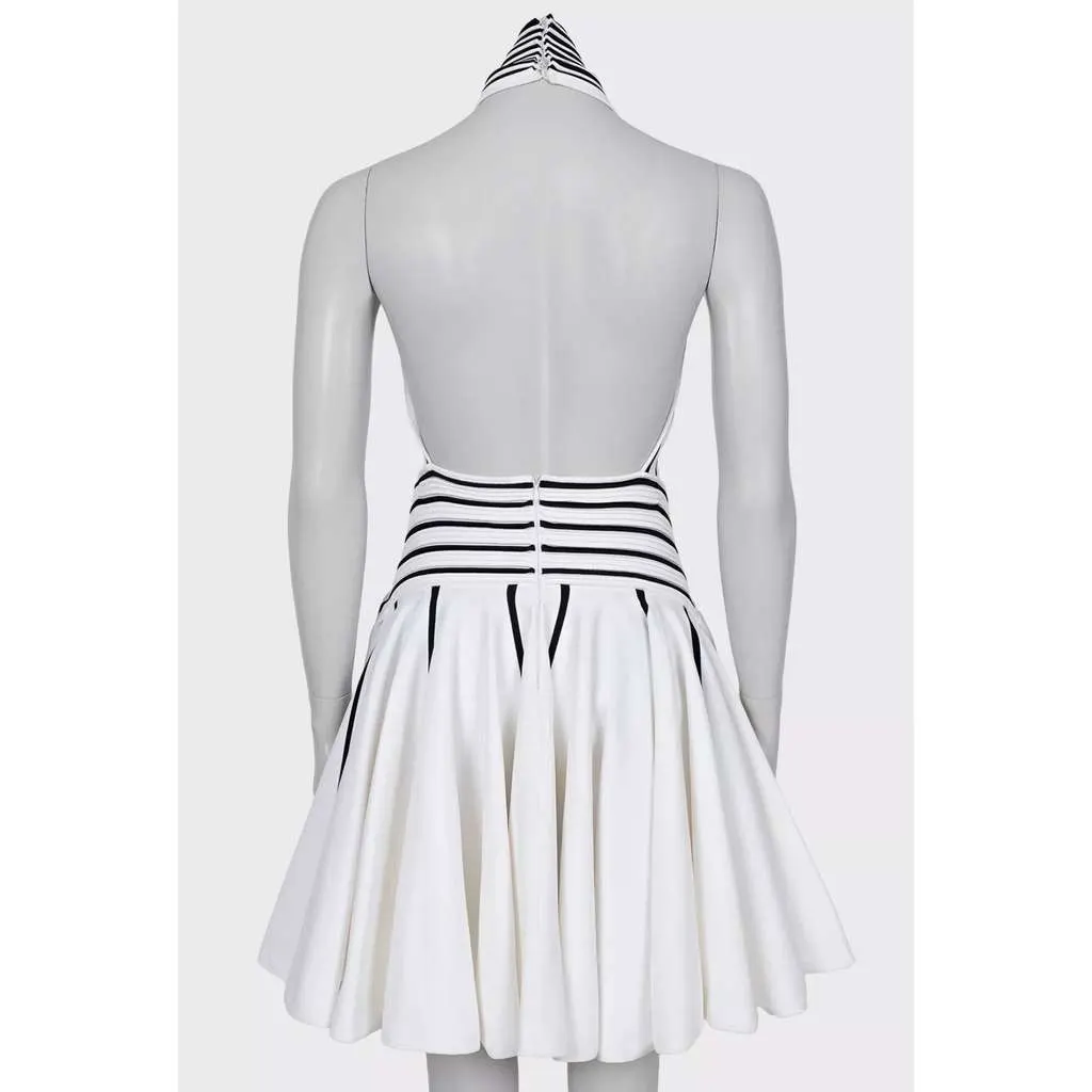 Bottega Veneta Striped Fitted Dress Black Very good - Inside View
