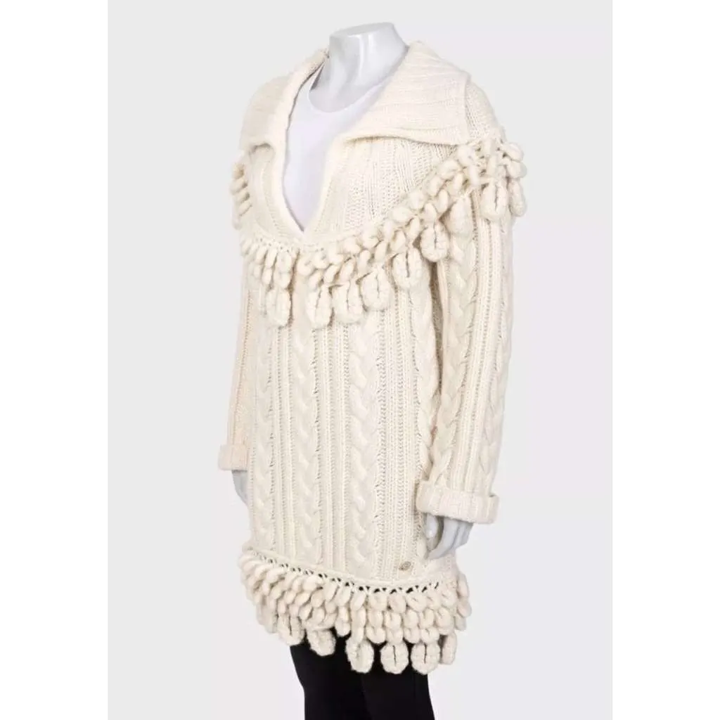 Chanel 2009 Knit Dress White Wool Very good - Model View
