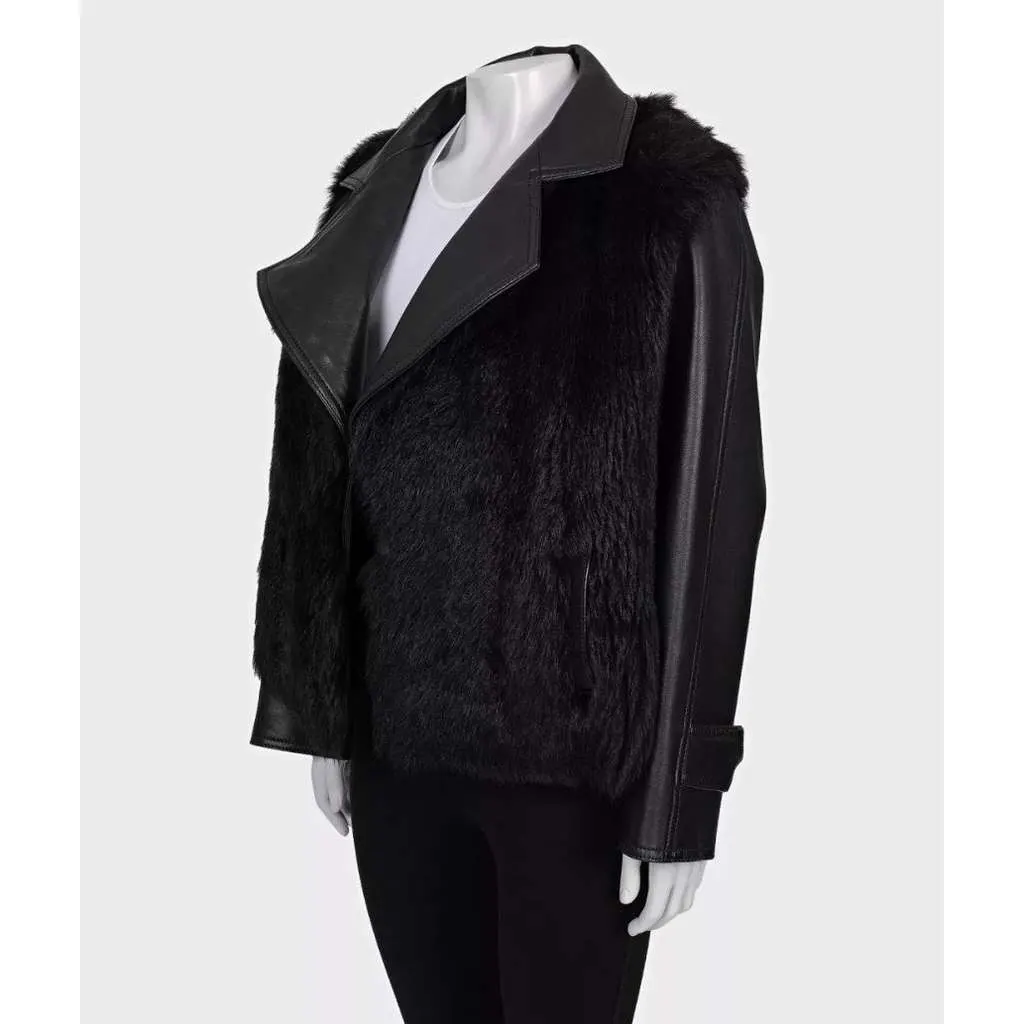 Balmain Lambskin Jacket Black Leather Very good - Back View