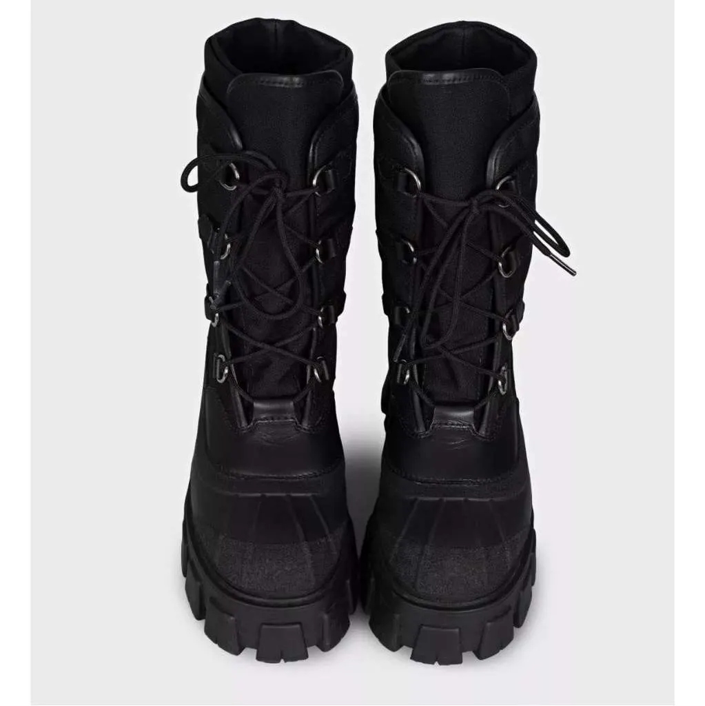 Prada Lace Up Boots Black Lace Very good - Back View
