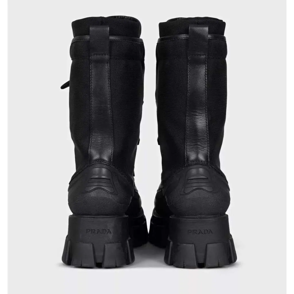 Prada Lace Up Boots Black Lace Very good - Model View