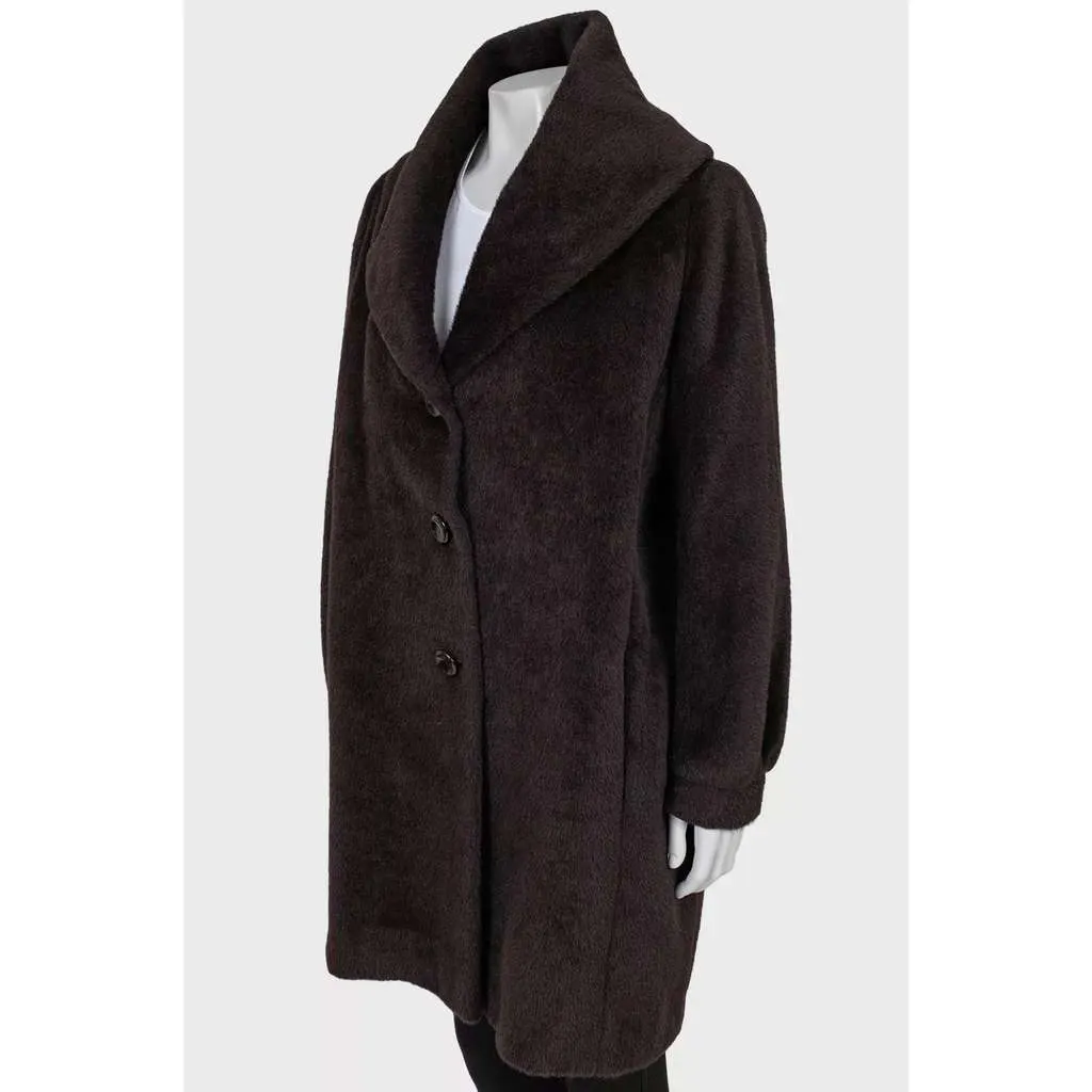 Max Mara Teddy Coat Brown Wool Very good - Back View