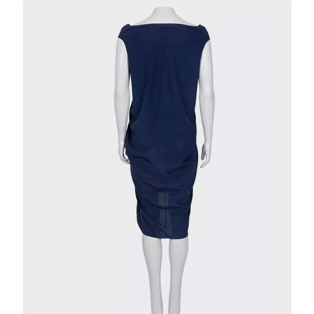 Saint Laurent Straight Loose Fit Dress Blue Cotton Very good - Inside View