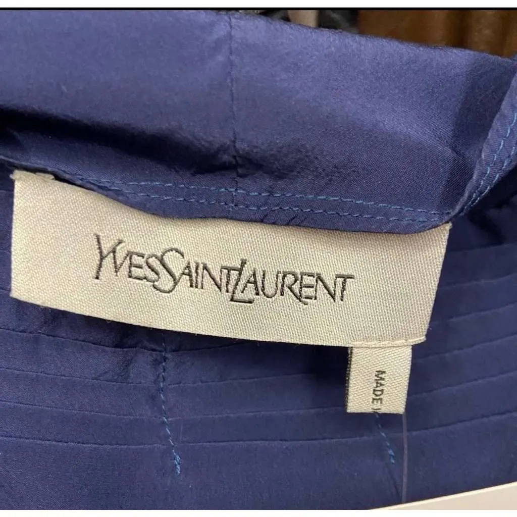 Saint Laurent Straight Loose Fit Dress Blue Cotton Very good - Box View