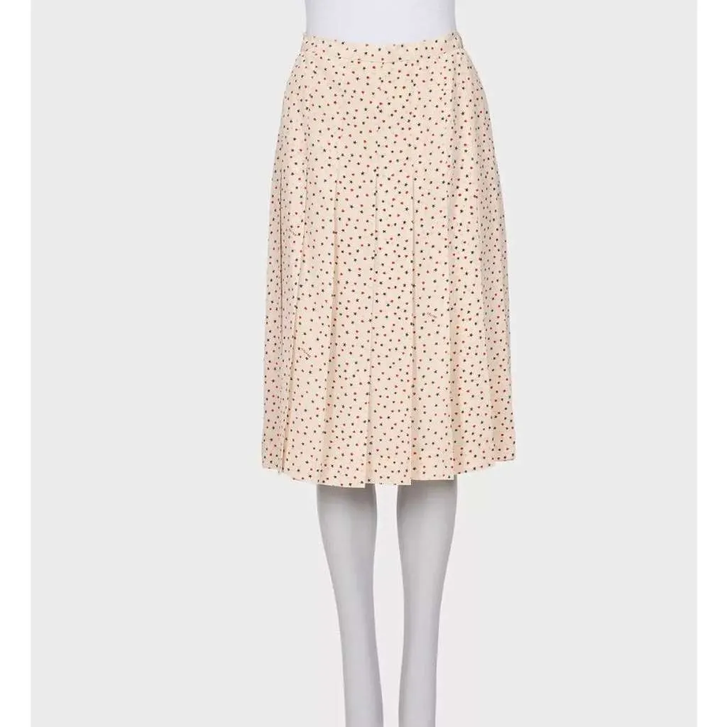 Celine Printed Blouse Skirt Set Beige Silk Very good - Model View