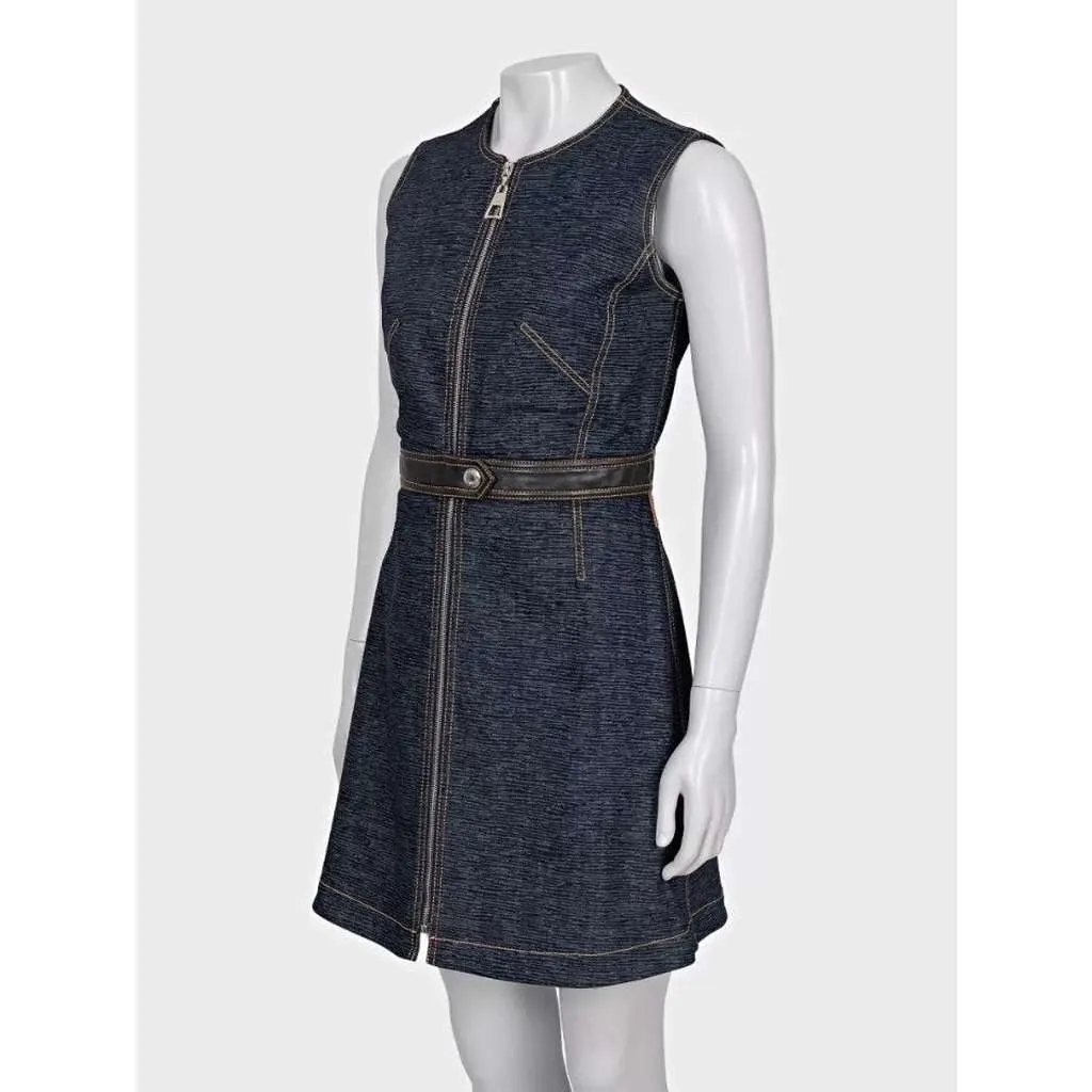 Louis Vuitton Dress with Trim Blue Leather Very good - Back View