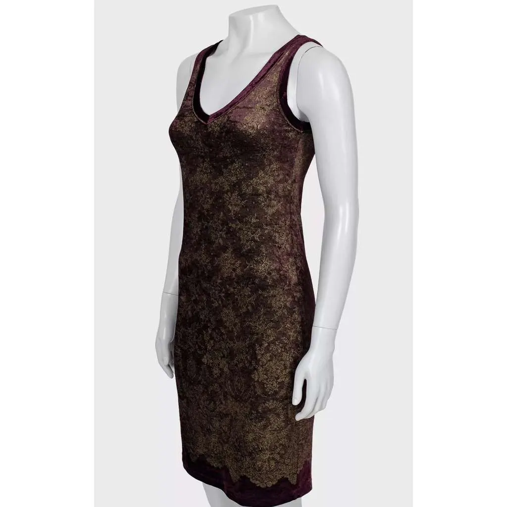 Jean Paul Gaultier Soleil Floral Dress Purple Cotton Good - Back View