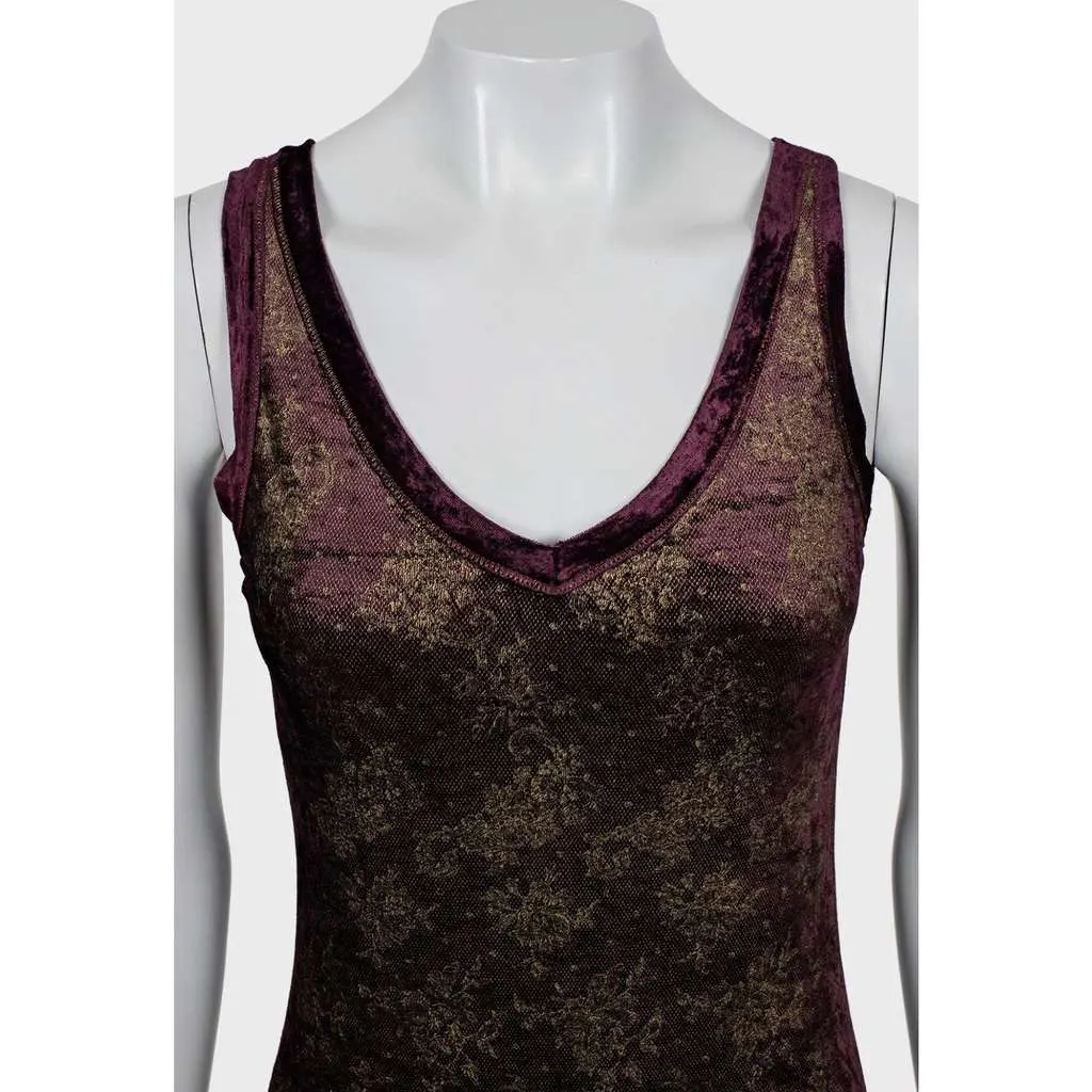 Jean Paul Gaultier Soleil Floral Dress Purple Cotton Good - Inside View