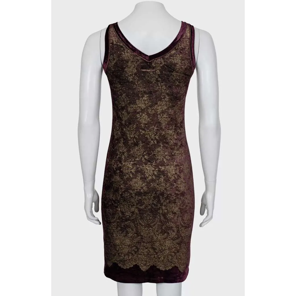 Jean Paul Gaultier Soleil Floral Dress Purple Cotton Good - Model View