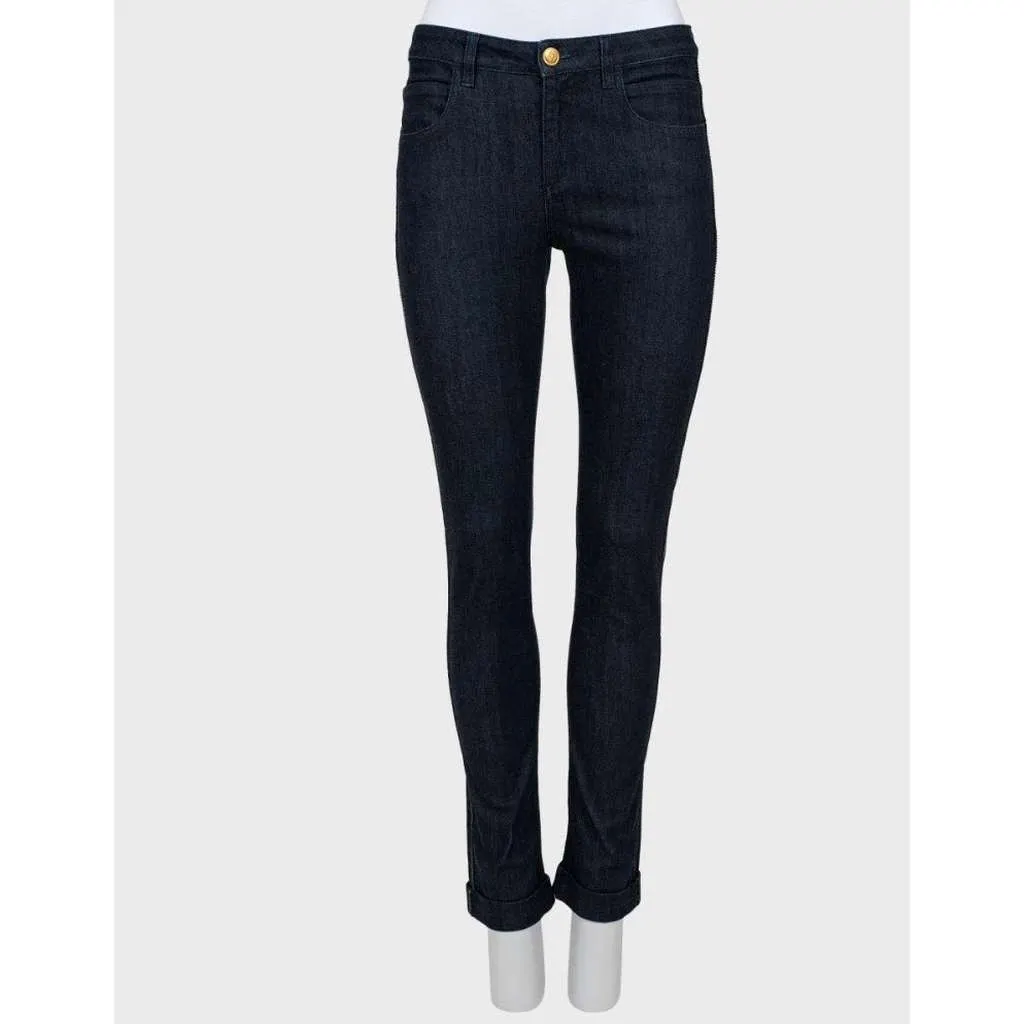 Chanel Skinny Rhinestones Jeans Blue Cotton Very good - Back View