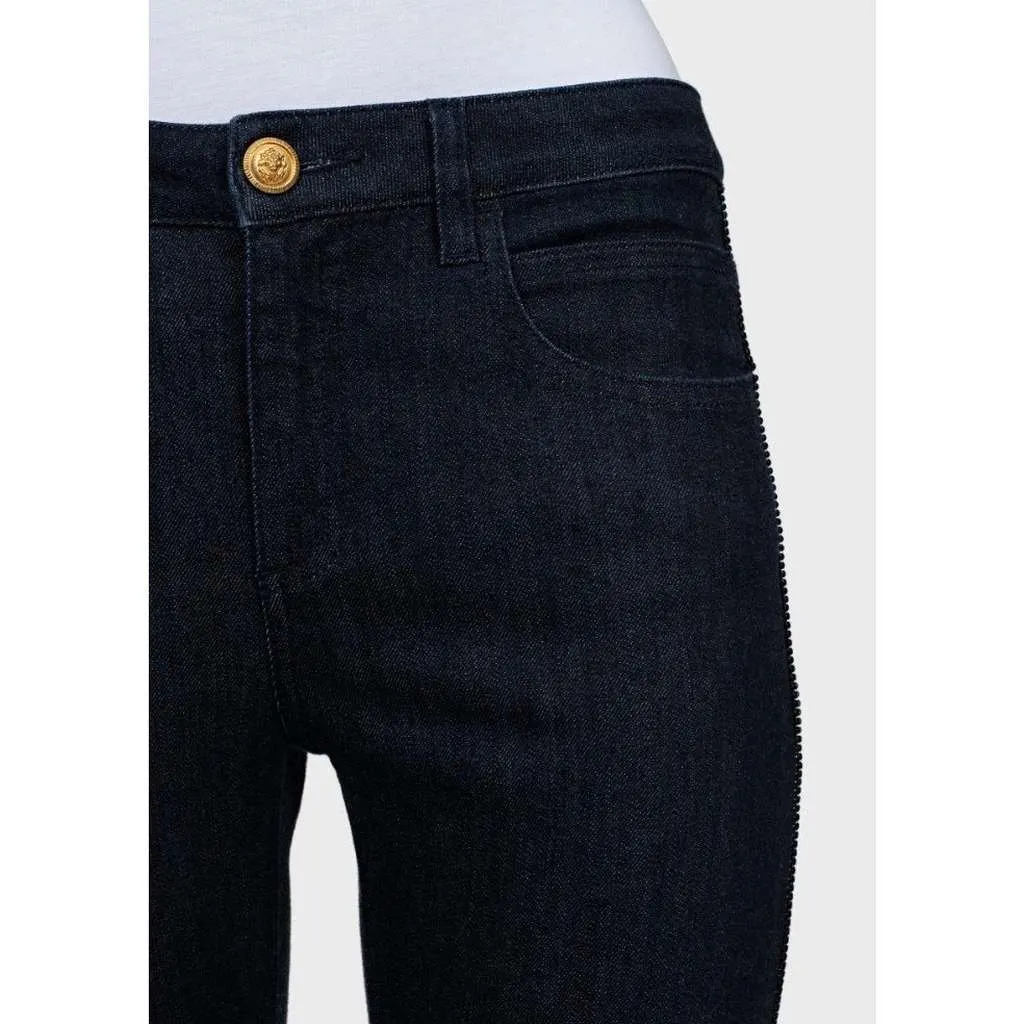Chanel Skinny Rhinestones Jeans Blue Cotton Very good - Model View