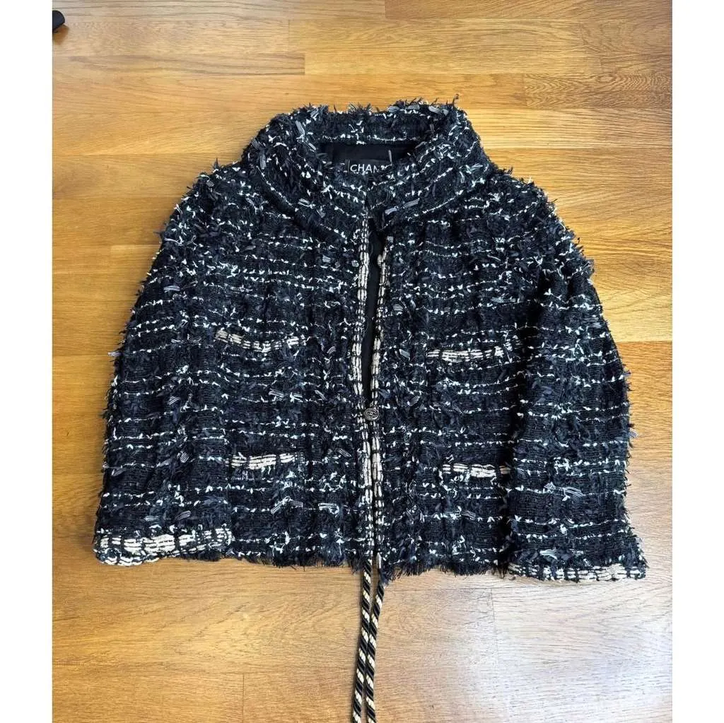 Chanel SS06 Fantasy Rope Trim Jacket Black Tweed Very good - Back View