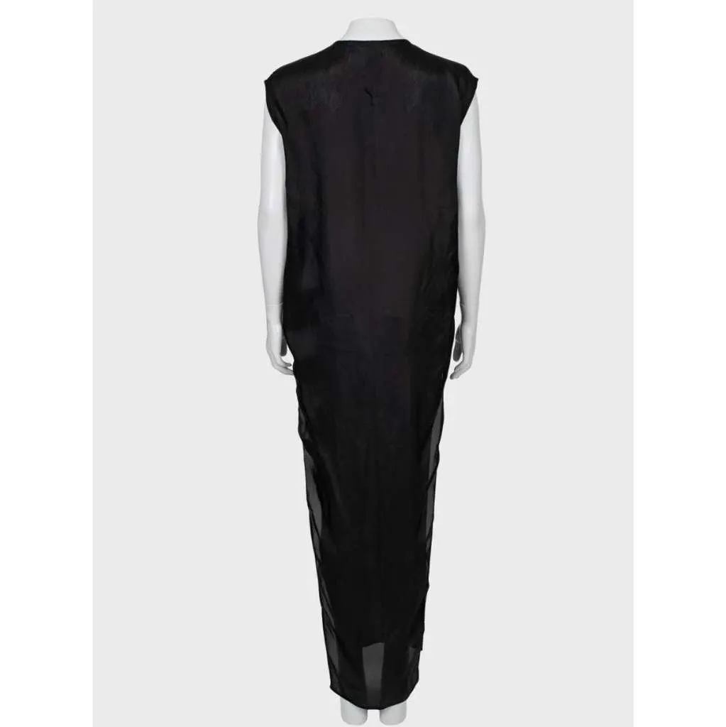 Rick Owens Sheer Cupro Loose Flowing Dress Black Cotton Very good - Inside View