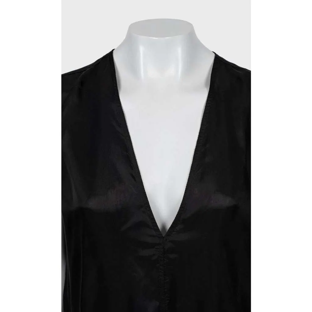 Rick Owens Sheer Cupro Loose Flowing Dress Black Cotton Very good - Model View