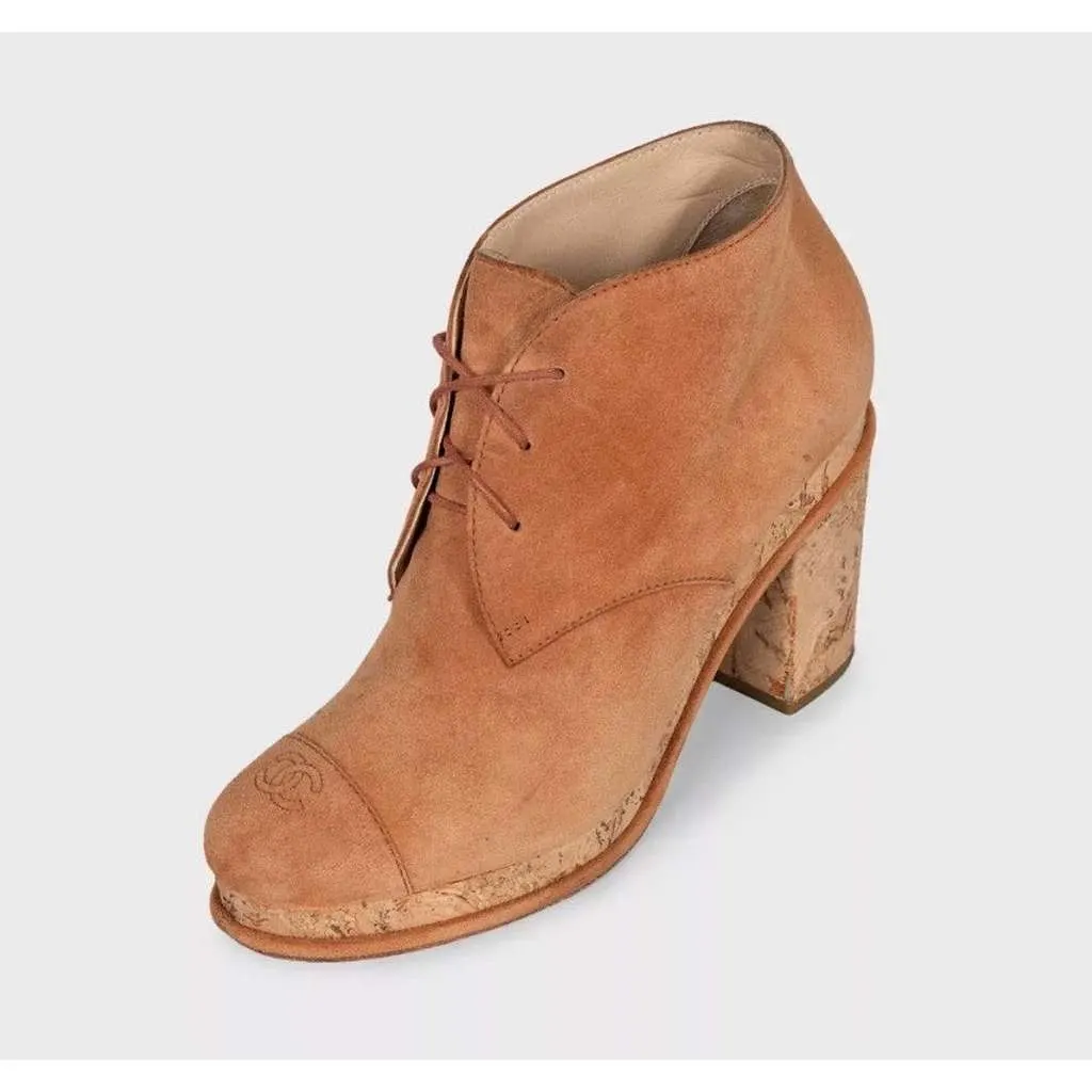 Chanel Lace Up Ankle Boots Brown Suede Very good - Inside View