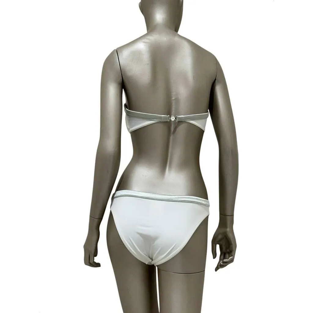 Chanel CC Logo Two Piece Bikini White Cotton Very good - Back View