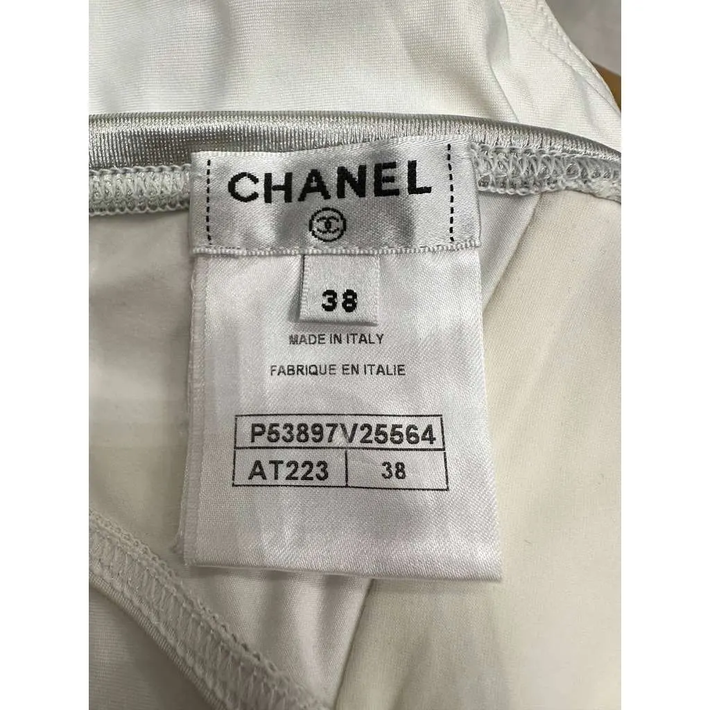 Chanel CC Logo Two Piece Bikini White Cotton Very good - Model View