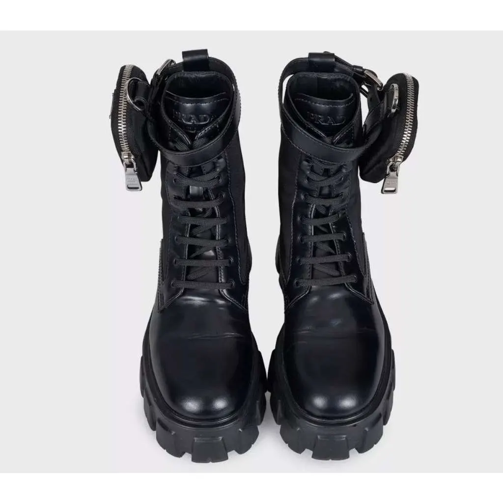 Prada Monolith Boots Black Leather Very good - Back View