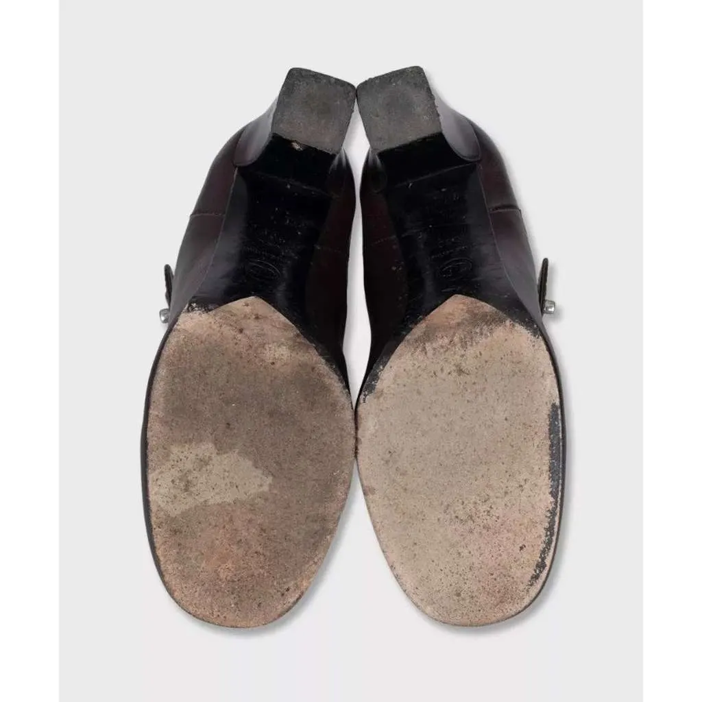 Chanel Ankle Boots, Logo Brown Leather Very good - Box View