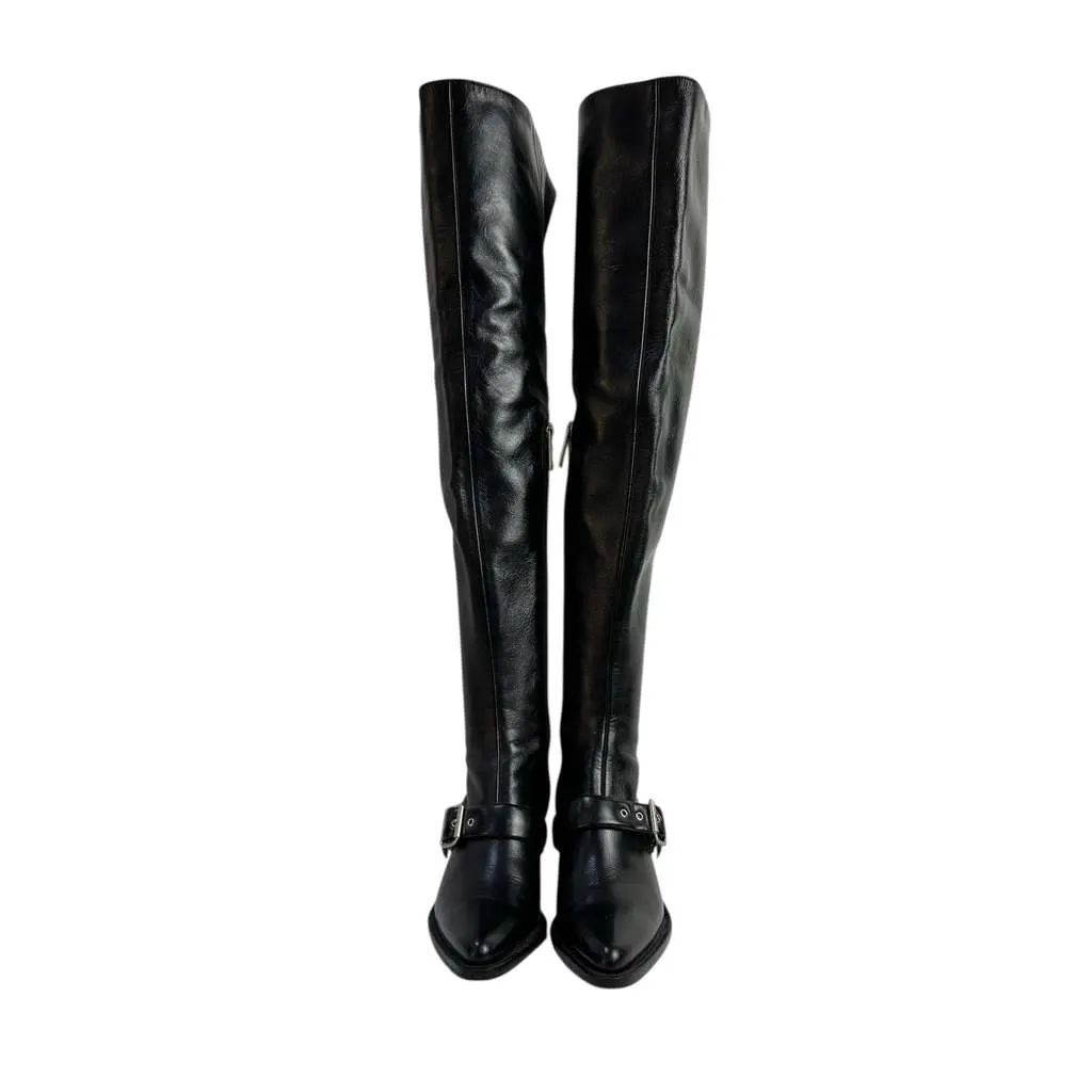 Chloé Over the Knee Buckle Black Leather Good - Inside View