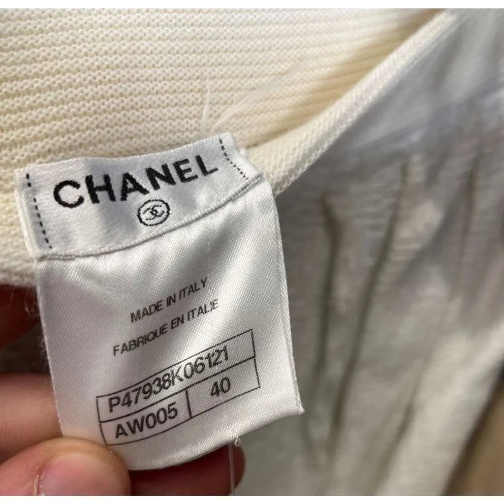 Chanel Slim Skirt White Cotton Very good - Box View