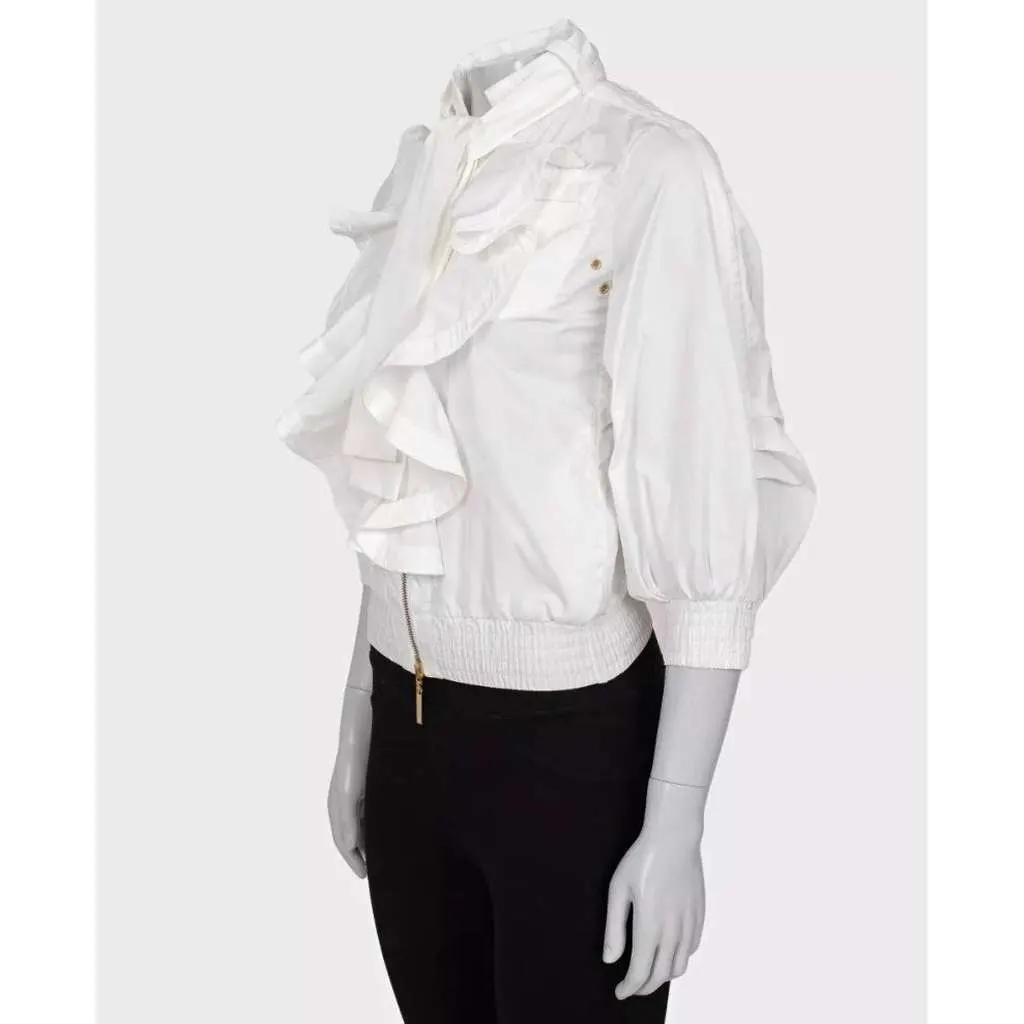 Roberto Cavalli Ruffled Jacket White Cotton Very good - Back View