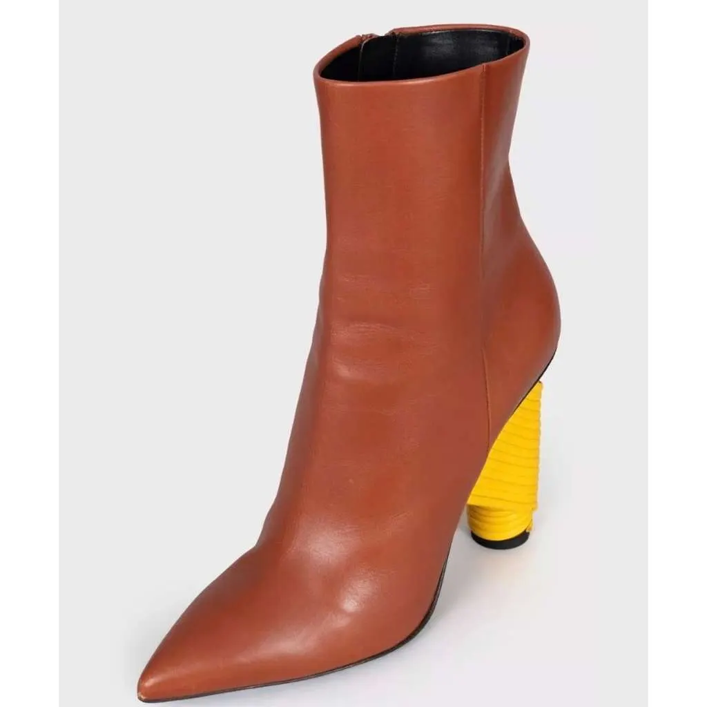 Balenciaga Pointed Toe Ankle Boots Brown Leather Very good - Inside View