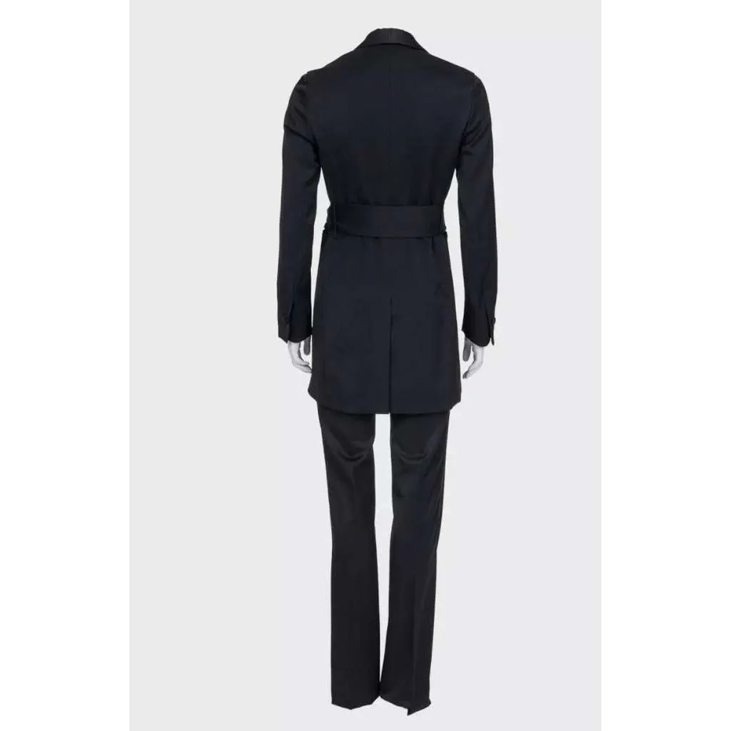 Saint Laurent Suit with Long Jacket Black Silk Very good - Inside View