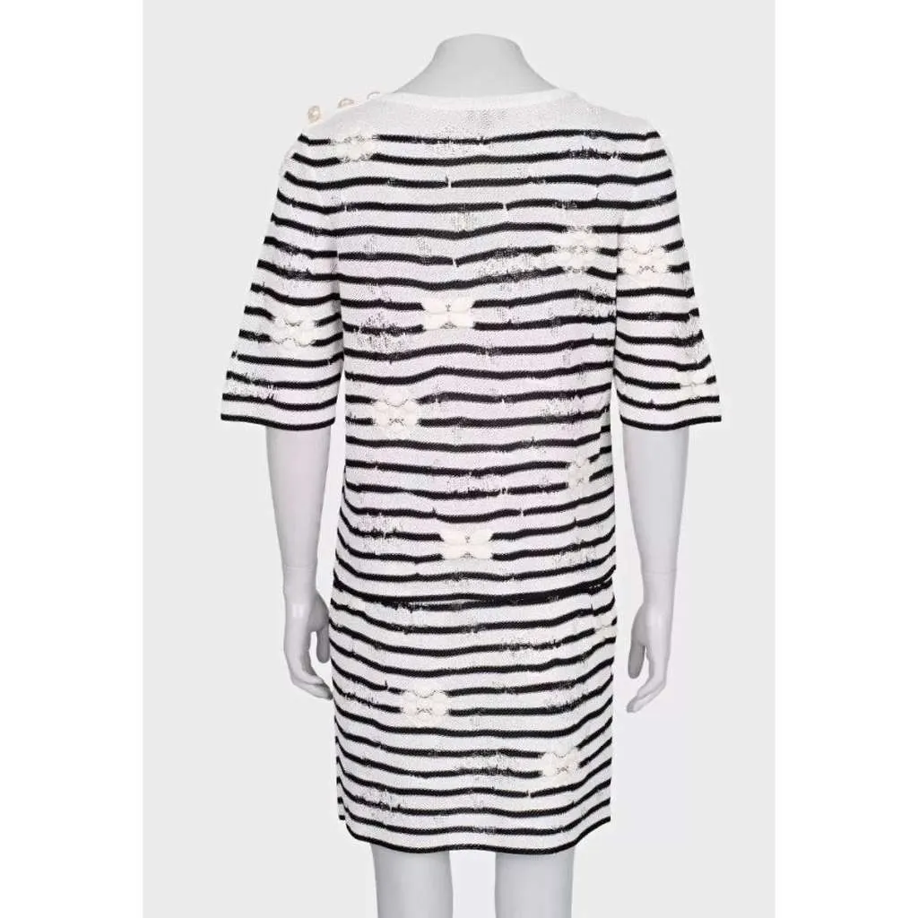 Chanel Striped Embroidered Suit Black Cotton Very good - Inside View