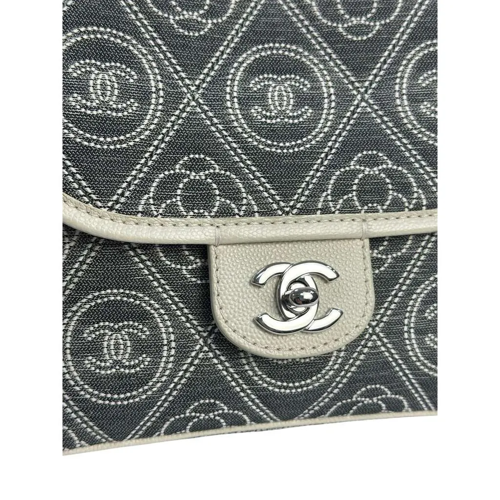 Chanel Camellia Double Side Flap Bag Camel Canvas Good - Inside View