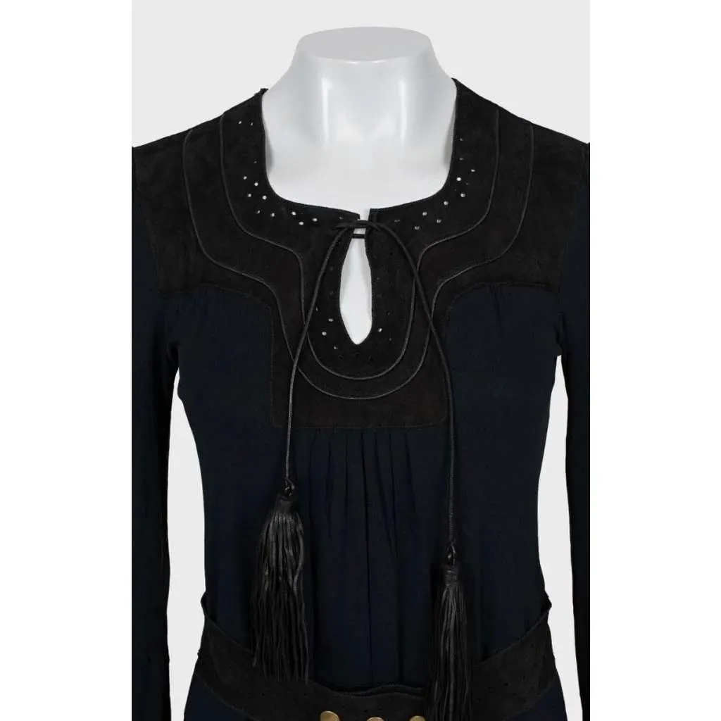 Gucci Fitted Dress with Faux Belt Blue Very good - Model View