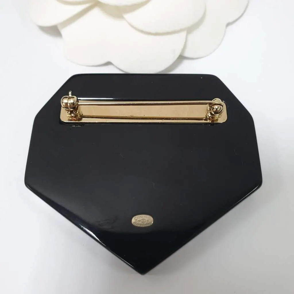 Chanel Coco Neige Crystals Brooch Black Very good - Inside View