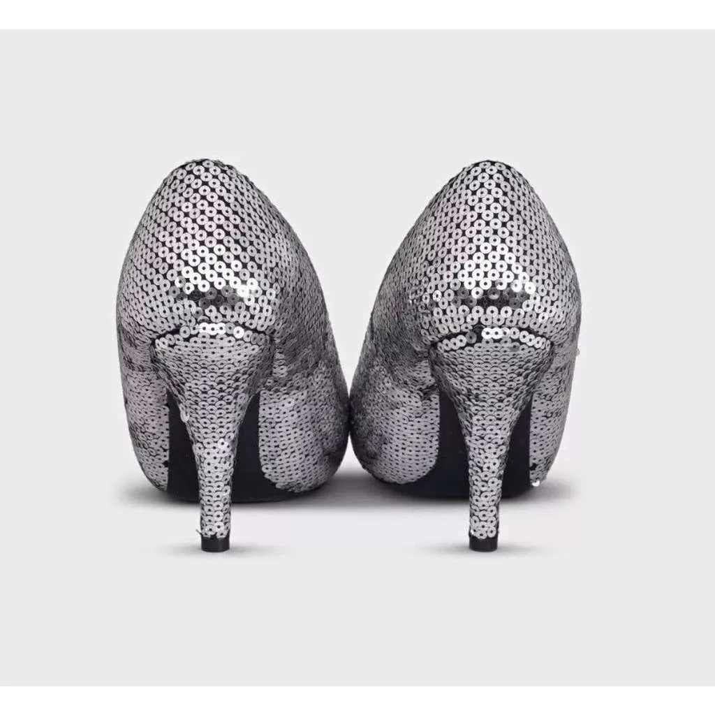 Balenciaga Sequin Stiletto Pumps Black Leather Very good - Model View