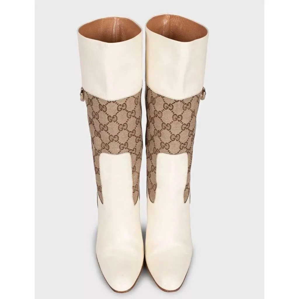 Gucci Ankle Boots White Leather Very good - Back View