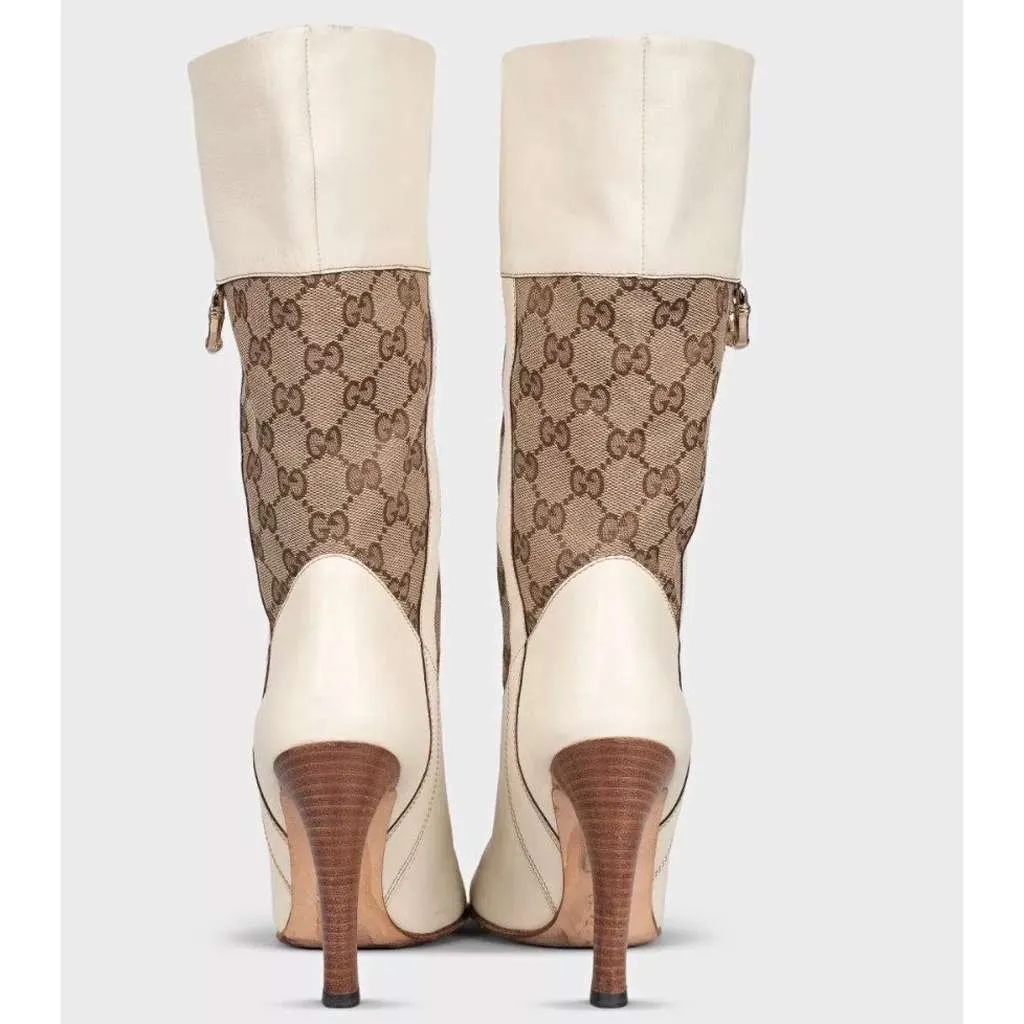 Gucci Ankle Boots White Leather Very good - Model View