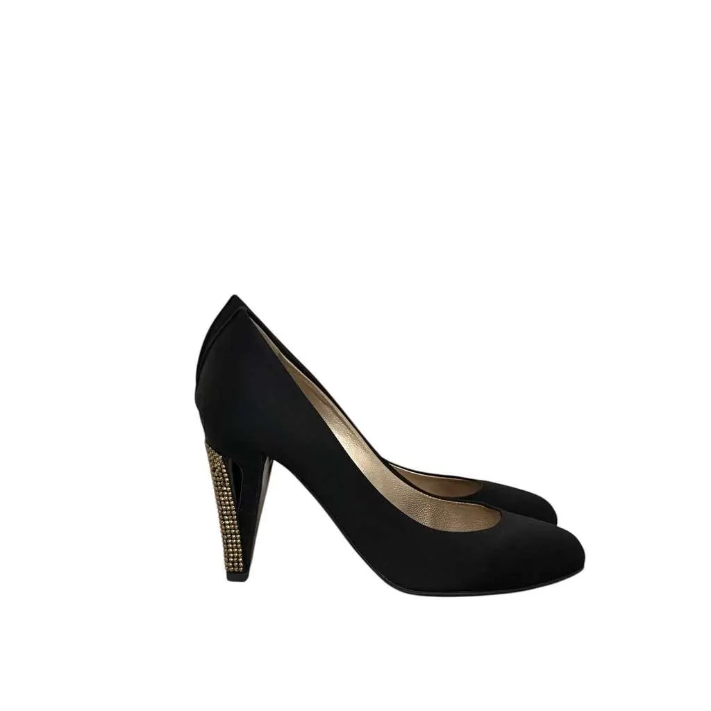 Chanel Pumps with Dazzling Heels EU Black Satin Very good - Back View