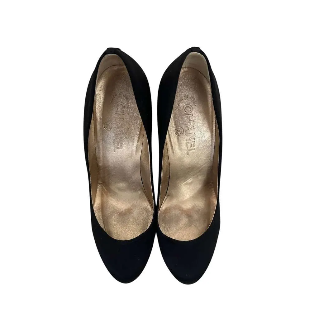 Chanel Pumps with Dazzling Heels EU Black Satin Very good - Inside View