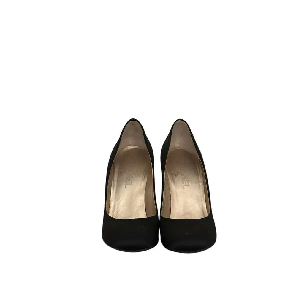 Chanel Pumps with Dazzling Heels EU Black Satin Very good - Model View
