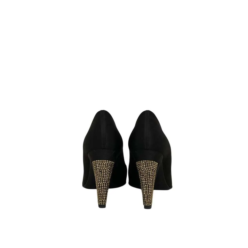 Chanel Pumps with Dazzling Heels EU Black Satin Very good - Box View