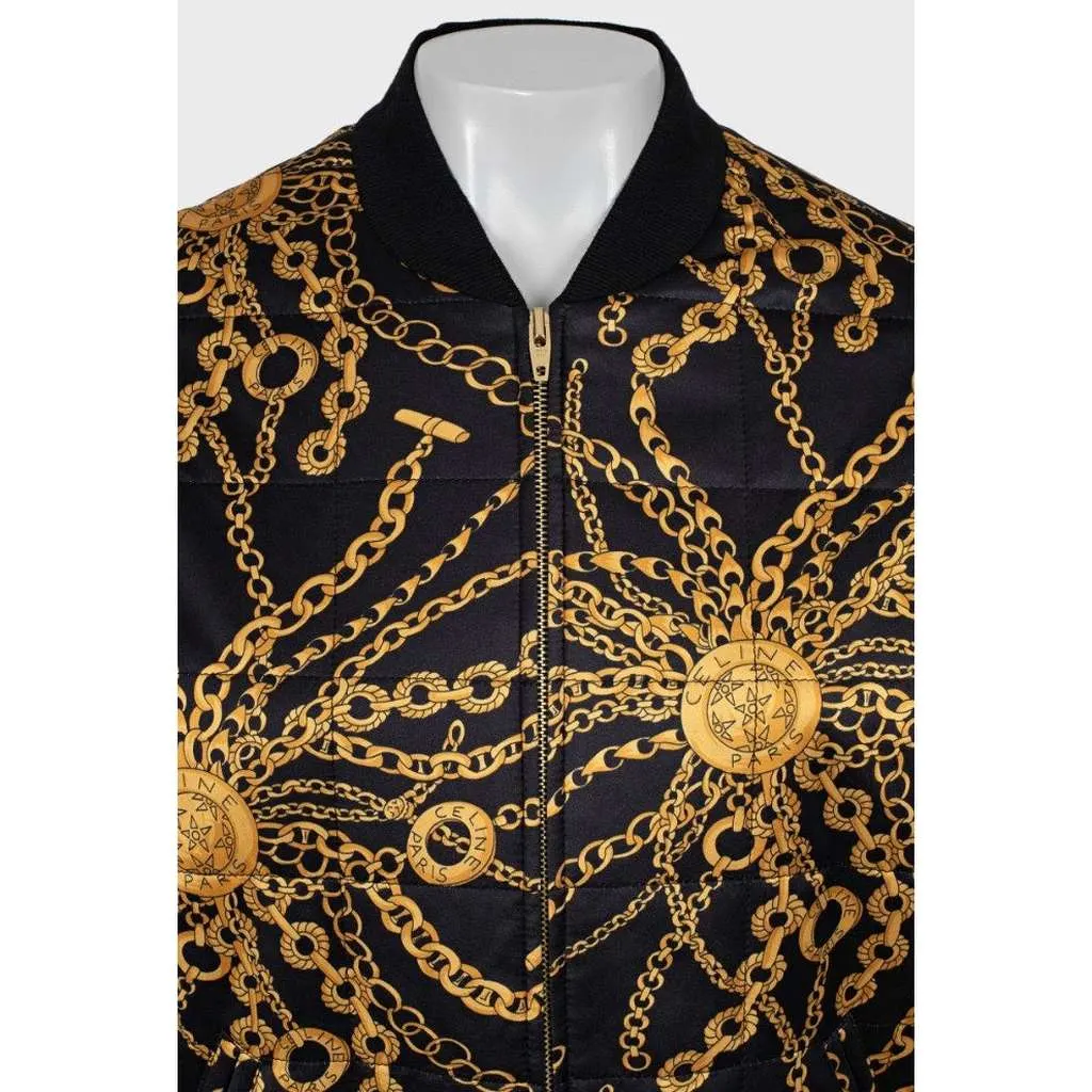 Celine Signature Print Bomber Jacket Black Wool Very good - Model View