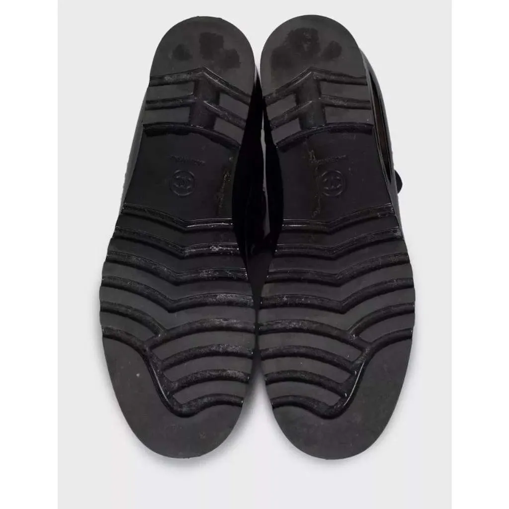 Chanel Lace Up Rubber Boots Black Lace Good - Box View