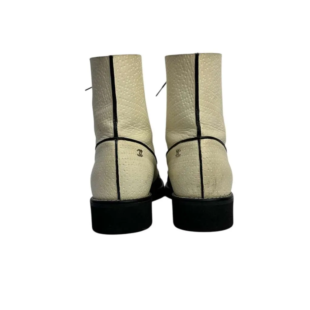 Chanel Combat Boots Black Leather Good - Model View