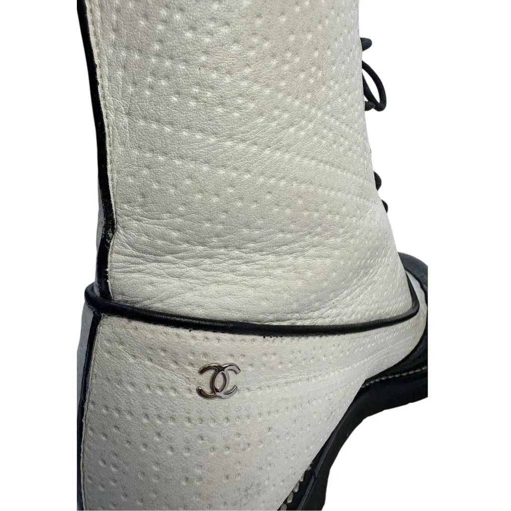 Chanel Combat Boots Black Leather Good - Box View